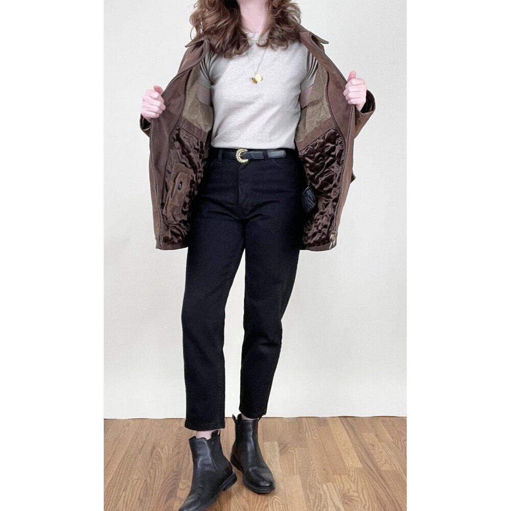 Vintage Leather Barn Coat Field Utility Jacket Oversized Farm Chore Fall Winter - Picture 4 of 12